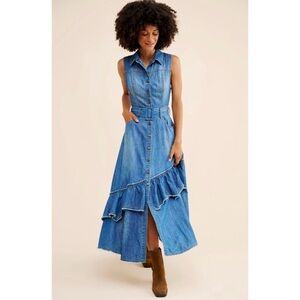 Free People Blue Denim Maxi Dress